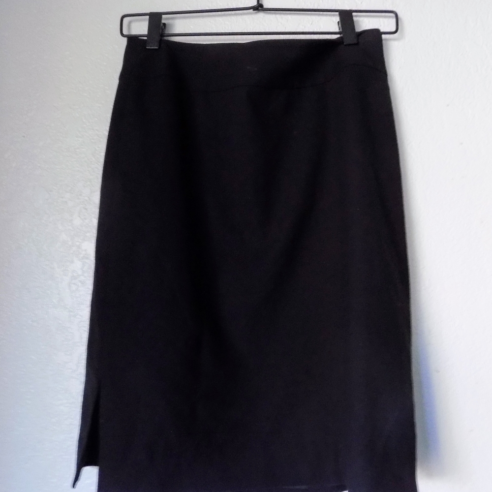 Black pencil skirt with side slit